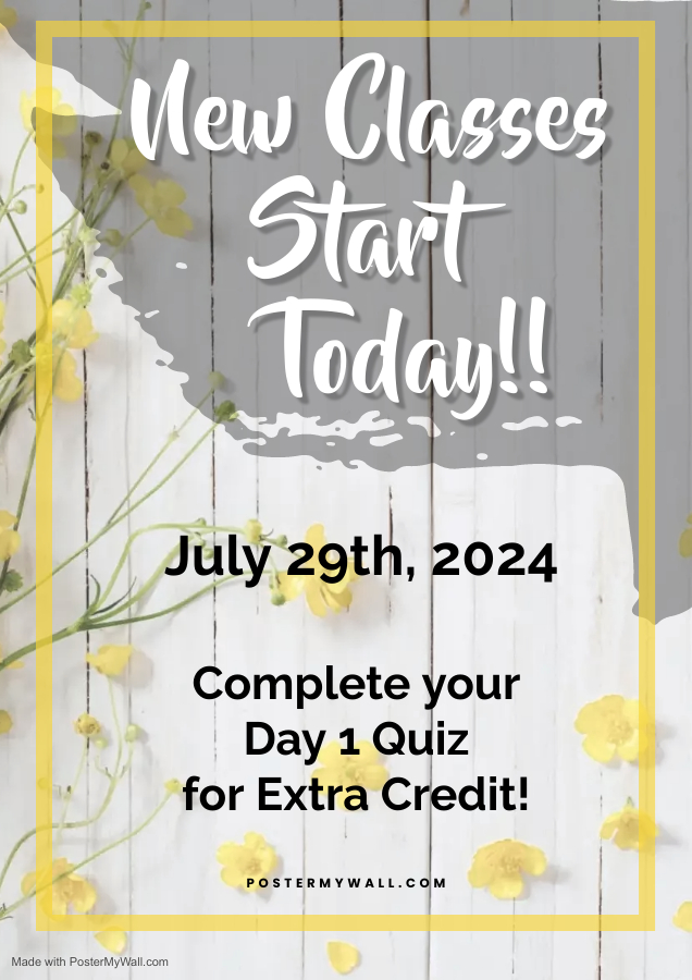 New classes start today