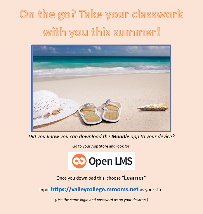 Instructions to download the Moodle App on devices